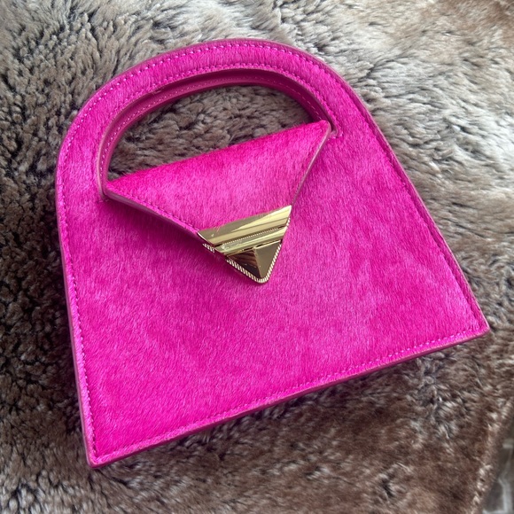 Zara leather mini city bag fuchsia with crossbody chain - Picture 5 of 5